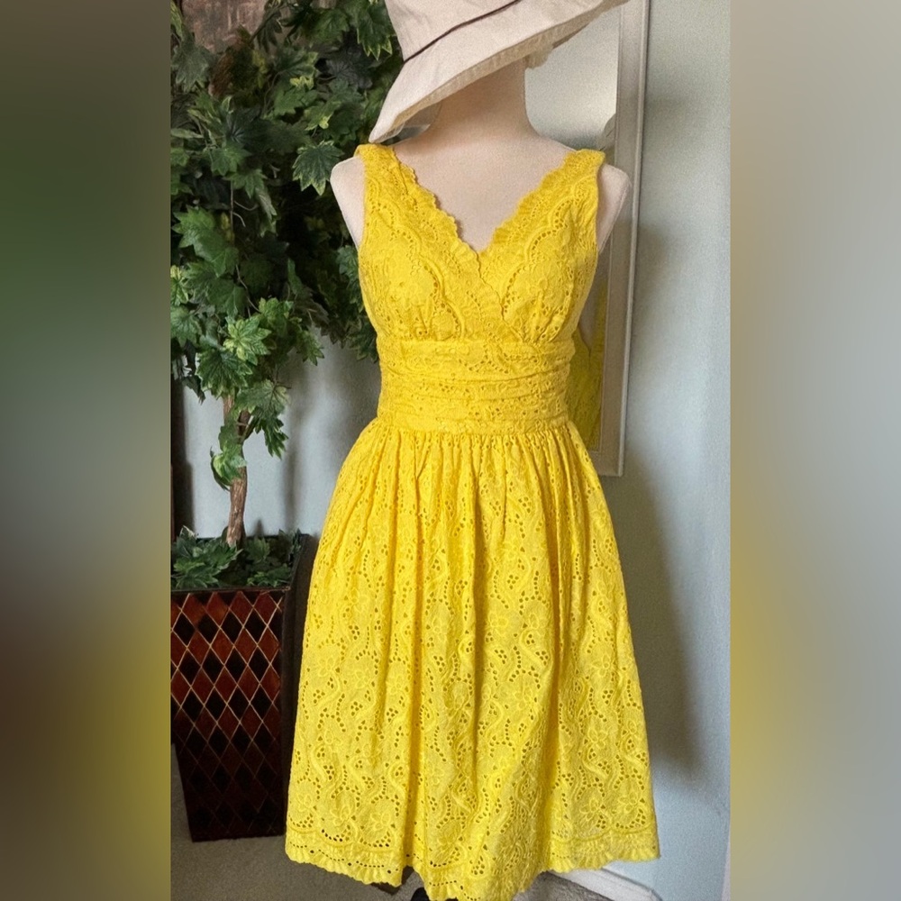Yellow Donna Morgan Eyelet Dress